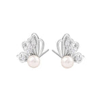 925 Silver Needle Pearl Huggie Hoop Earrings