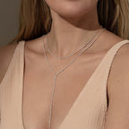 14K Gold Plated Stainless Steel Y-Shaped CZ Necklace