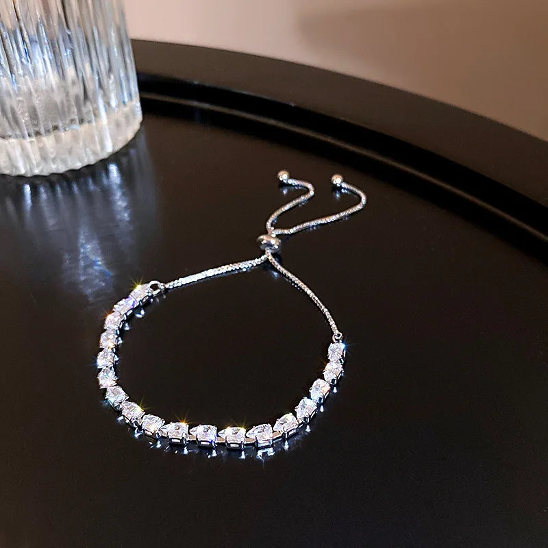 Soren Curved Wave Rhinestone Adjustable Bangle