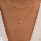 Vintage Geometric Crystal Multi-Tier Snake Chain Necklace