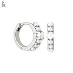 925 Silver Needle Pearl Huggie Hoop Earrings