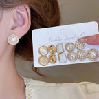 12-Piece Imitation Pearl & Geometric Earring Set