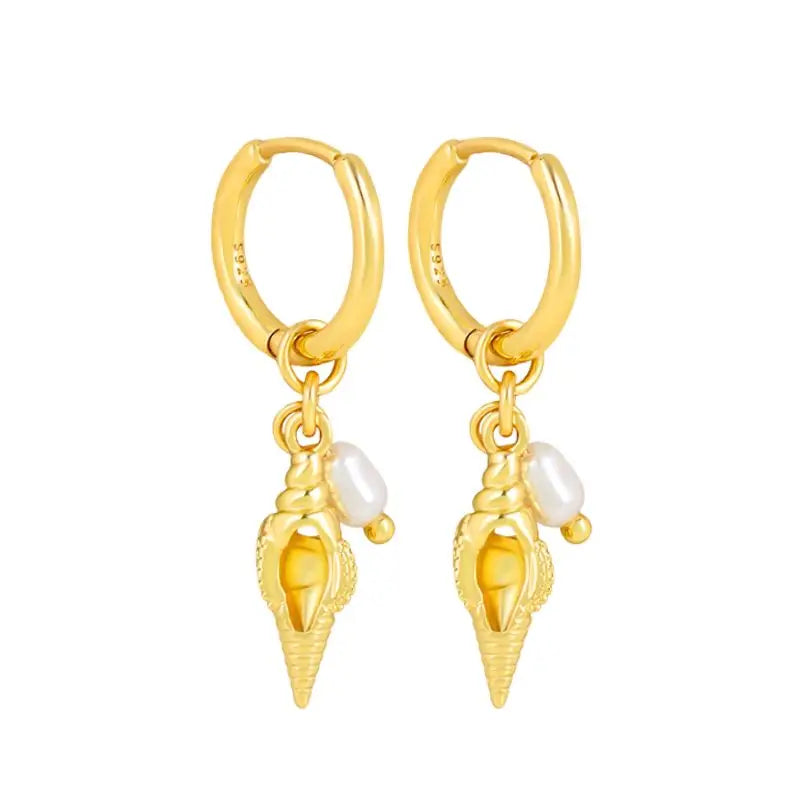 925 Silver Needle Pearl Huggie Hoop Earrings