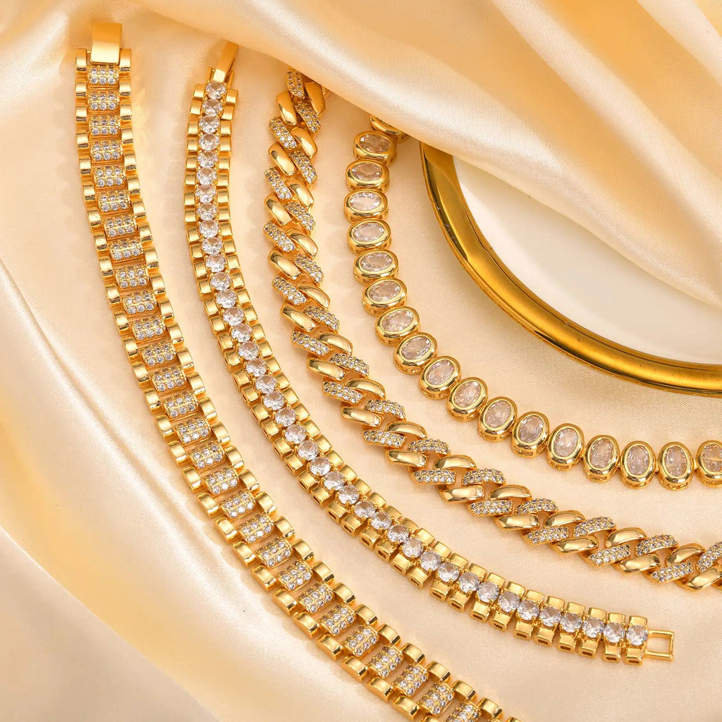 Dahlia 14K Gold Plated Paperclip & Watch Strap Bracelet