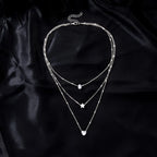 Radiant Zircon Multi-Layered Choker Pendant Necklace