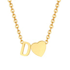 18K Gold Plated Petite Initial Heart Pendant Necklace