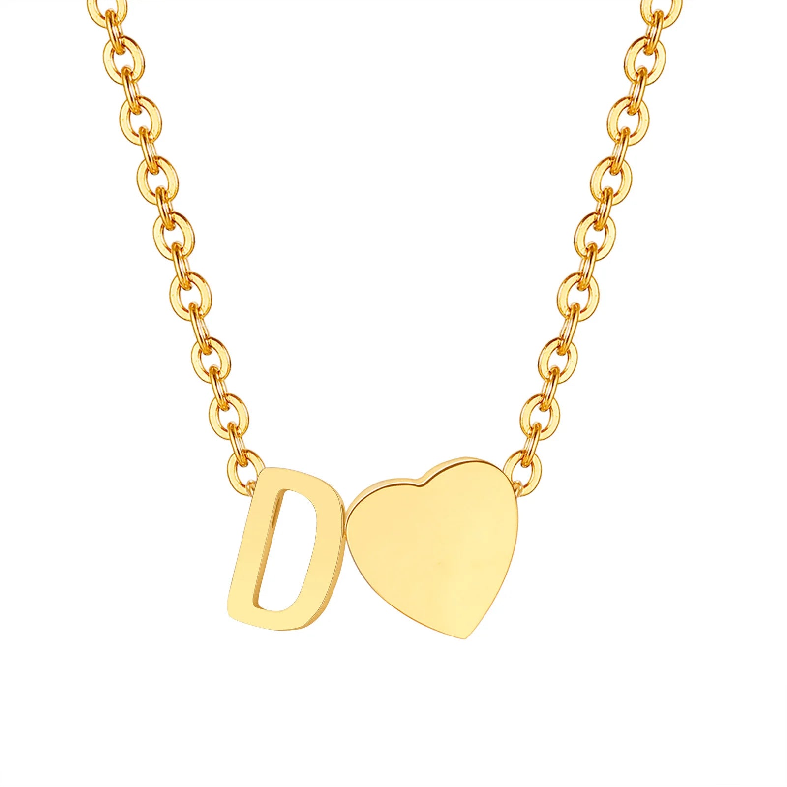 18K Gold Plated Petite Initial Heart Pendant Necklace
