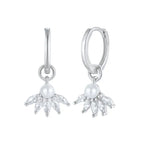 925 Silver Needle Pearl Huggie Hoop Earrings