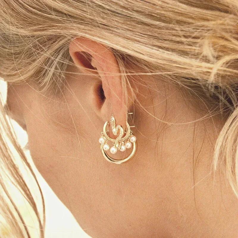 925 Silver Needle Pearl Huggie Hoop Earrings