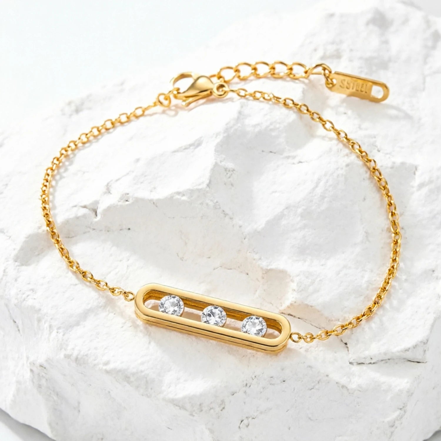 18K Gold Plated Moving CZ Necklace & Bracelet Set