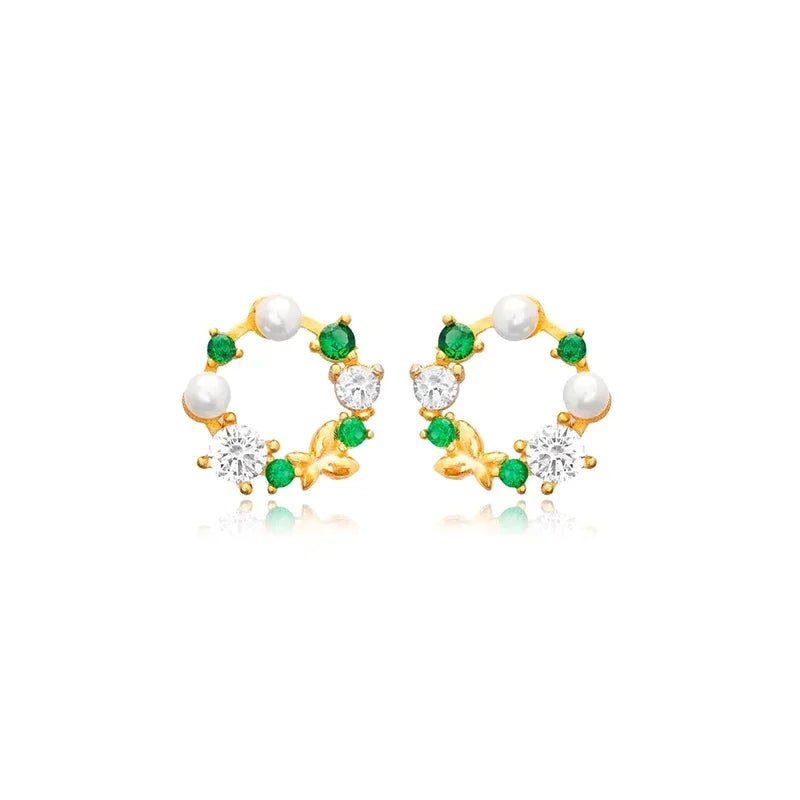 925 Silver Needle Pearl Huggie Hoop Earrings