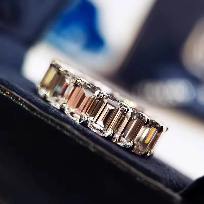 Eternity Emerald Cut Lab Zircon Silver-Tone Band Ring