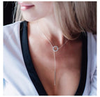 Minimalist Leaf & Pearl Round Rod Pendant Necklace