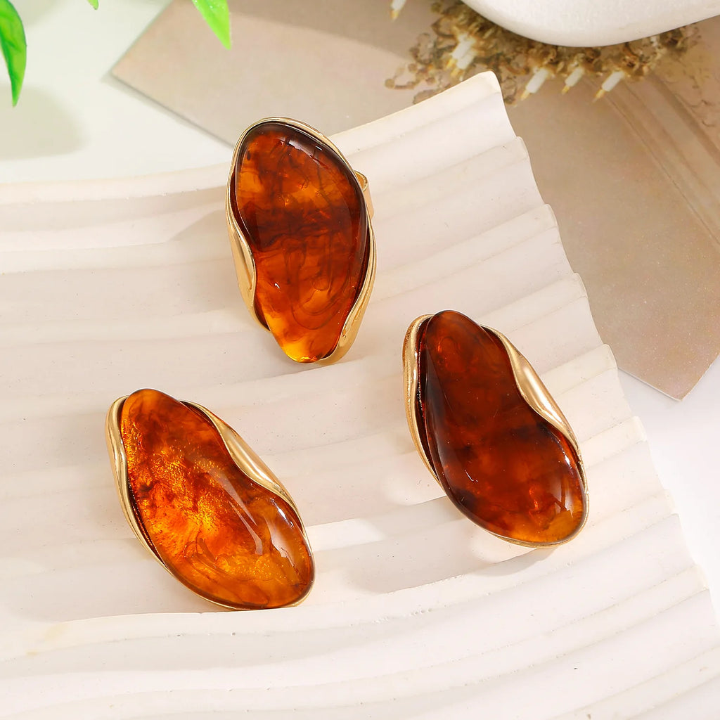Translucent Amber Resin Chunky Teardrop Hoop Earrings