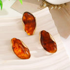 Translucent Amber Resin Chunky Teardrop Hoop Earrings