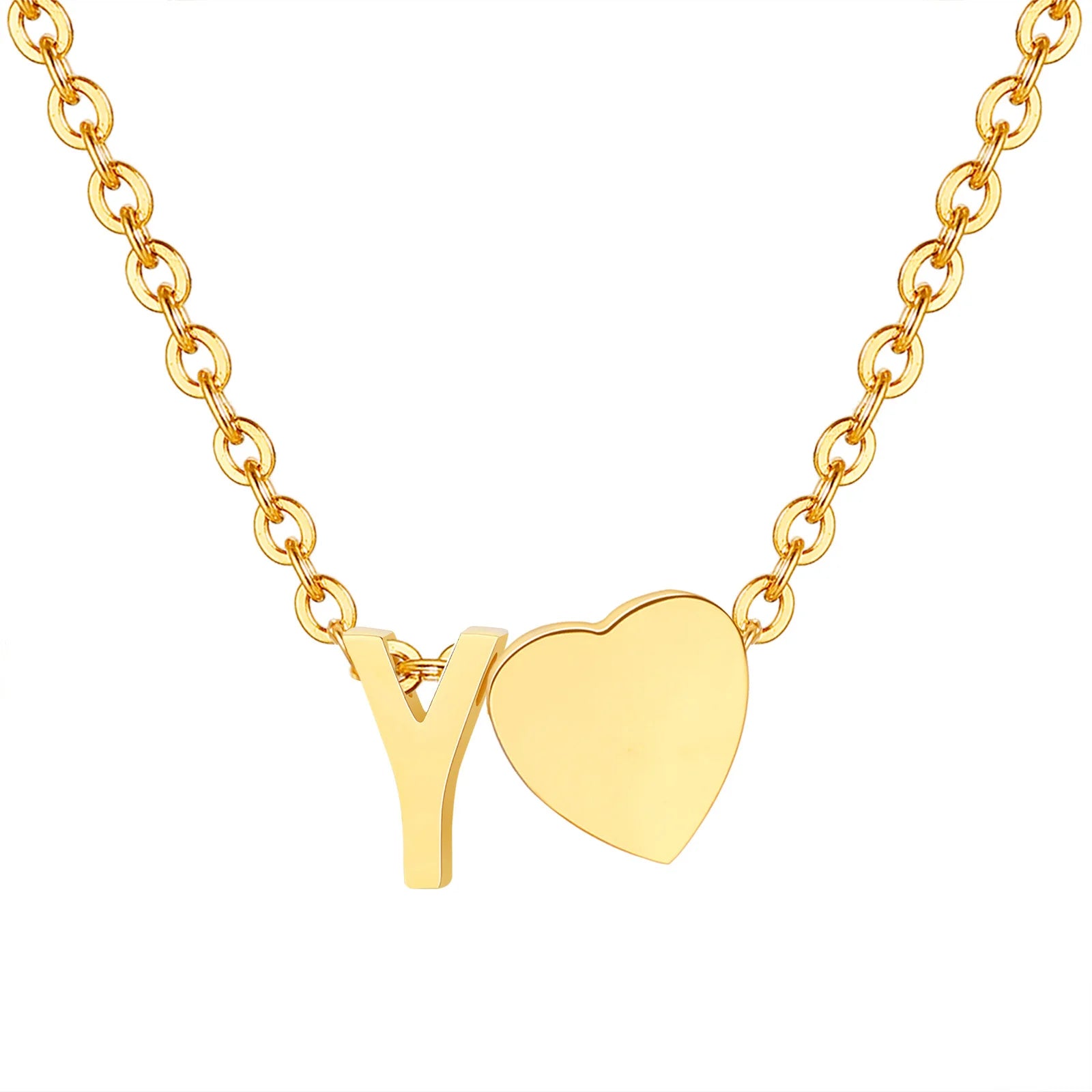 18K Gold Plated Petite Initial Heart Pendant Necklace