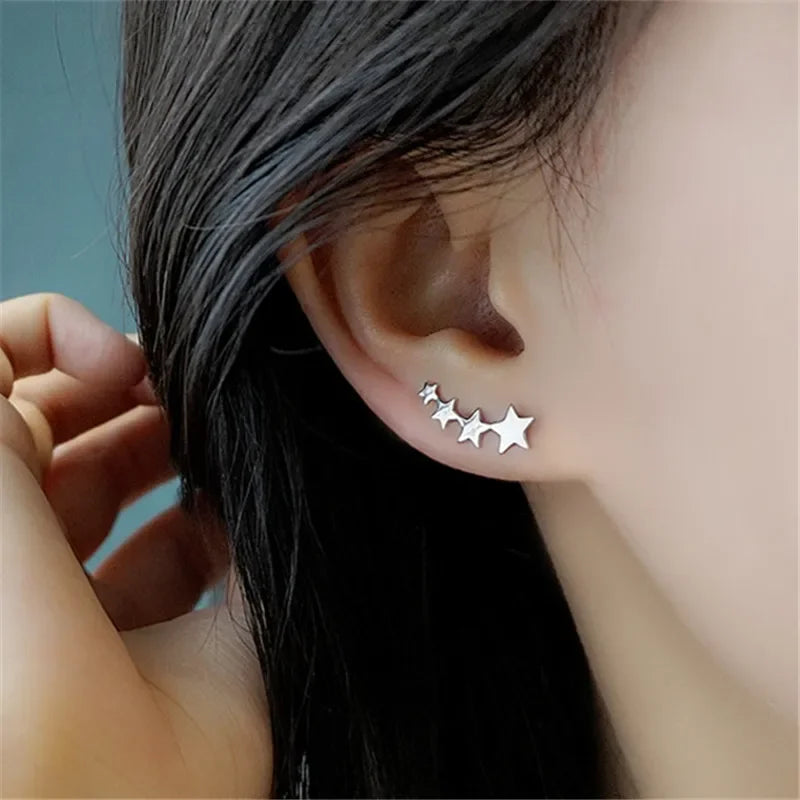 Hypoallergenic Star Sequence Ear Climber Earrings