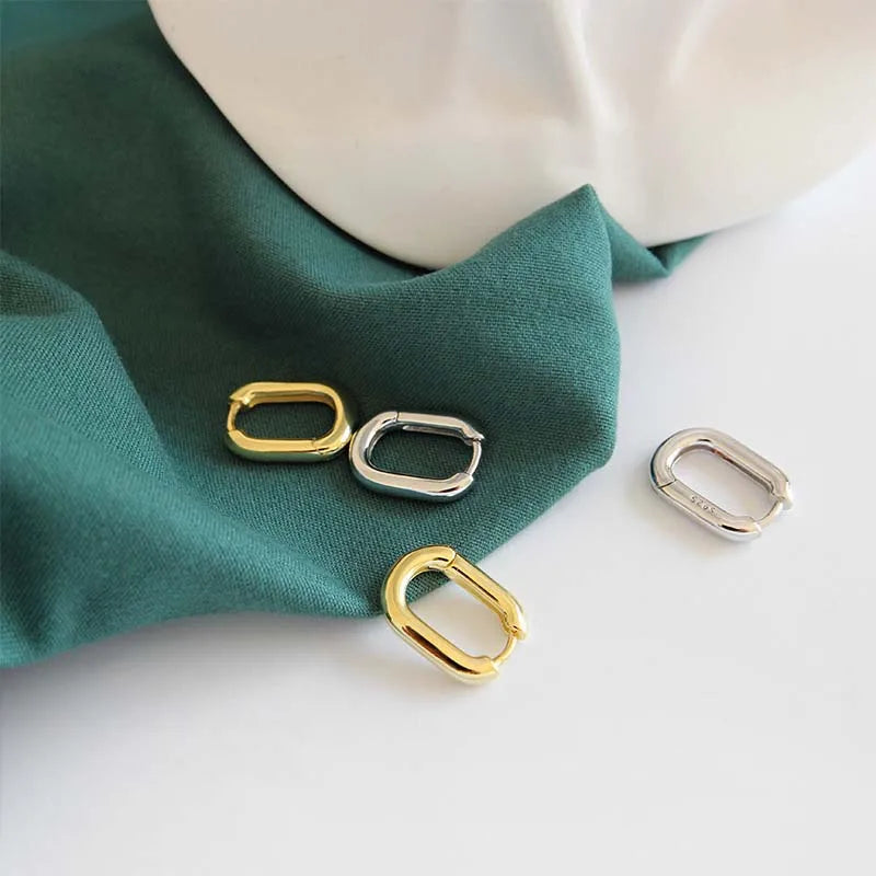 Geometric Gold-Tone U-Shape Hoop Earrings