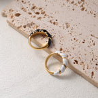 Twisted Wire Drip Enamel Gold Stainless Steel Ring
